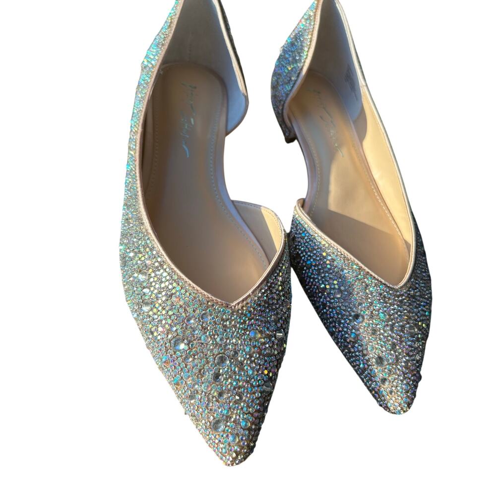 Betsey Johnson Remy Silver Rhinestone Ballet Flats Size 9 Pointed Toe New - Picture 5 of 9